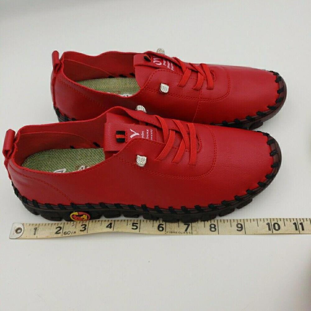 Women's Red Casual Sneakers - Comfortable Everyday Shoes - Picture 5 of 15